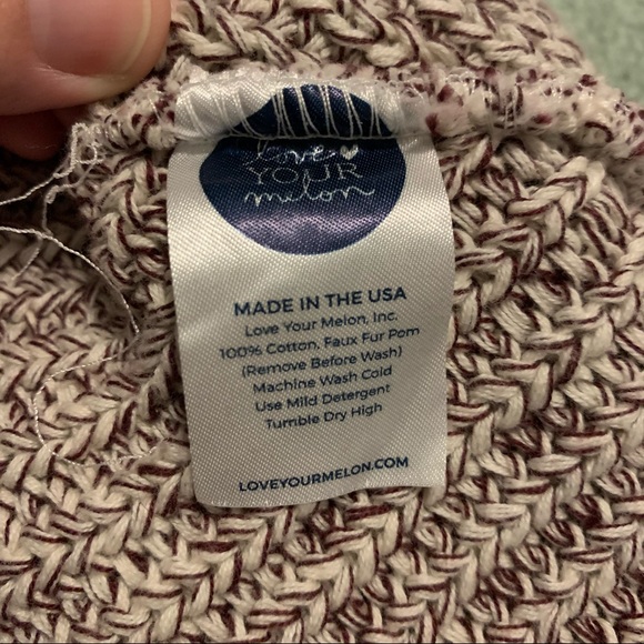 NWOT Love Your Melon Burgundy/White Cuffed Beanie - Picture 3 of 5